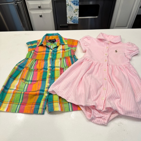 Ralph Lauren LOT OF 2 Baby Girls Dresses 1-pink & 1-multi Color Plaid Size 12 Mo - Picture 14 of 16